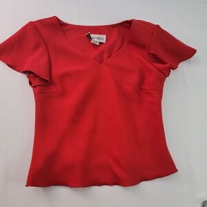 Dani‎ Max Lois Snyder Petite Top Blouse Size 6 Red Short Sleeve